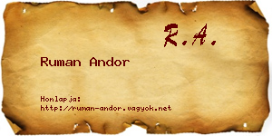 Ruman Andor névjegykártya